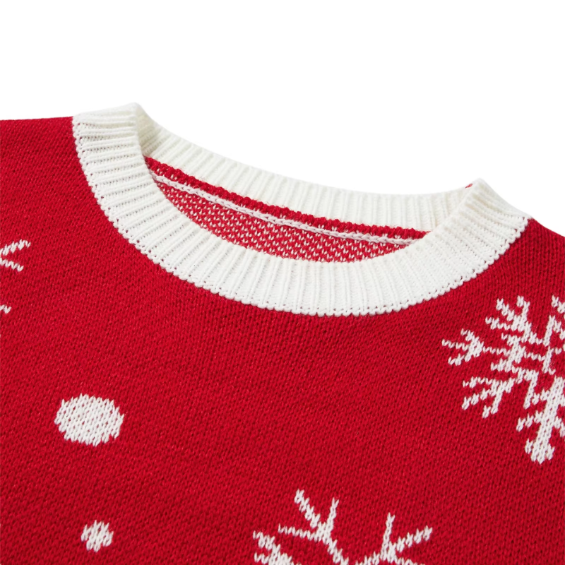 Weihpul - Weihnachtspullover mit nordischem Muster, Damen Strickpullover