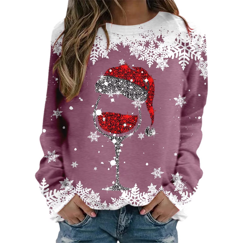 Warmher - Weihnachtspullover für Damen, Winterpullover mit Schneeflocken-Design