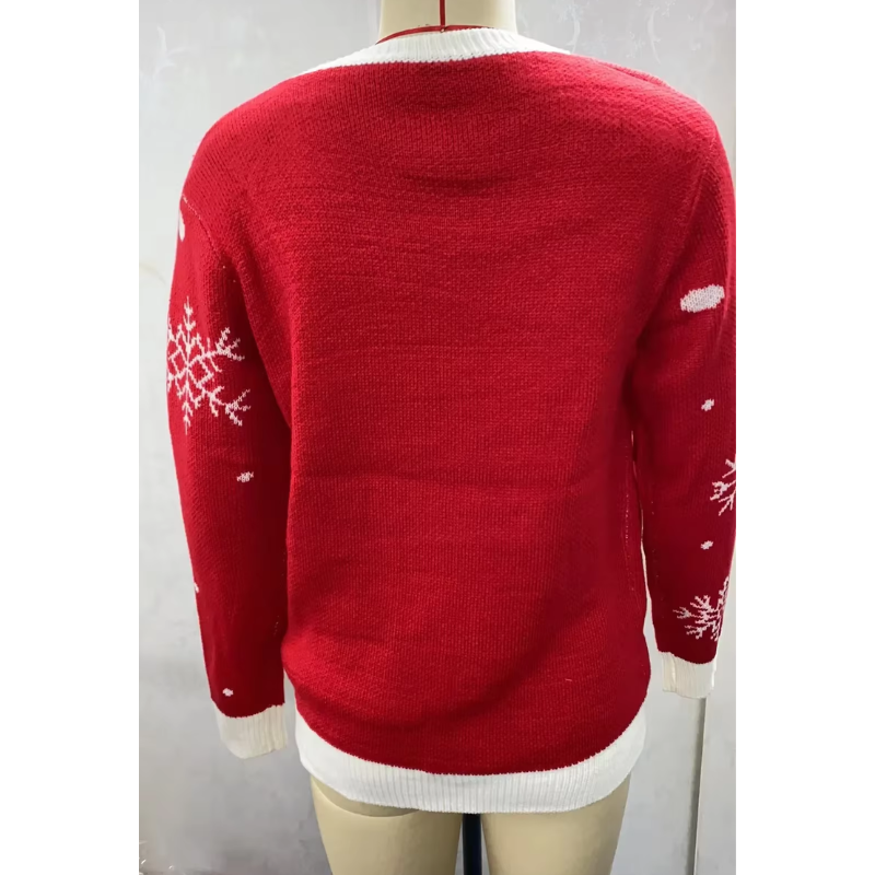 Weihpul - Weihnachtspullover mit nordischem Muster, Damen Strickpullover