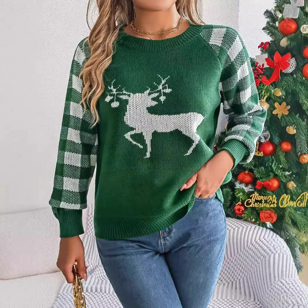 Gestrik - Weihnachtspullover mit Rentier-Motiv, Herren Strickpullover