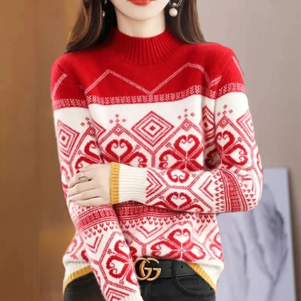 Glitzwe - Weihnachtspullover mit Rentier im Weihnachtsoutfit, Damen Strickpullover