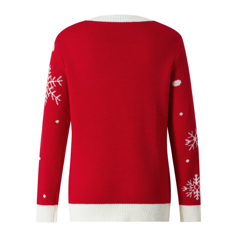 Weihpul - Weihnachtspullover mit nordischem Muster, Damen Strickpullover